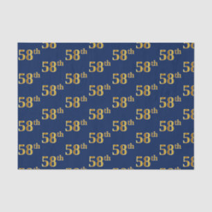 Blue, Faux Gold 58th (Fifty-Eighth) Event Tissue Paper
