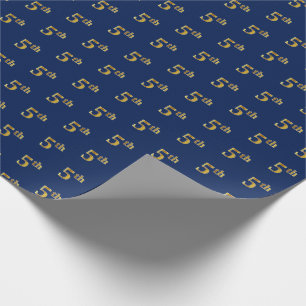 Blue, Faux Gold 5th (Fifth) Event Wrapping Paper