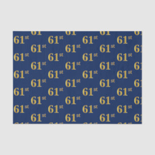 Blue, Faux Gold 61st (Sixty-First) Event Tissue Paper