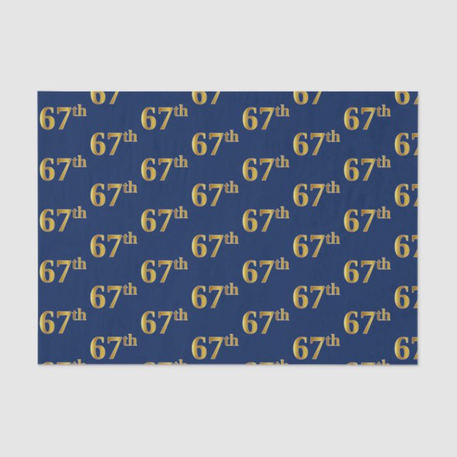 Blue, Faux Gold 67th (Sixty-Seventh) Event Tissue Paper (Front)