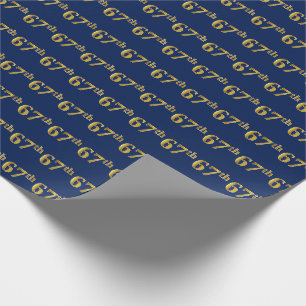 Blue, Faux Gold 67th (Sixty-Seventh) Event Wrapping Paper