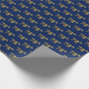 Blue, Faux Gold 78th (Seventy-Eighth) Event Wrapping Paper