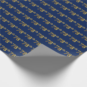 Blue, Faux Gold 78th (Seventy-Eighth) Event Wrapping Paper