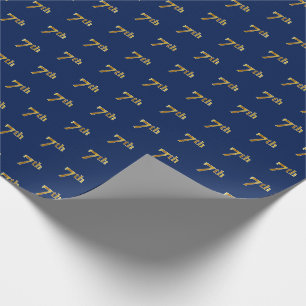 Blue, Faux Gold 7th (Seventh) Event Wrapping Paper