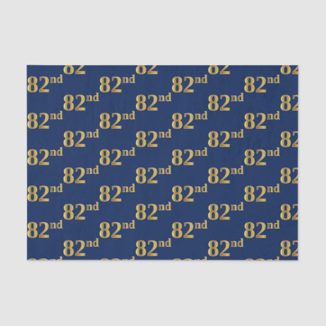 Blue, Faux Gold 82nd (Eighty-Second) Event Tissue Paper (Front)