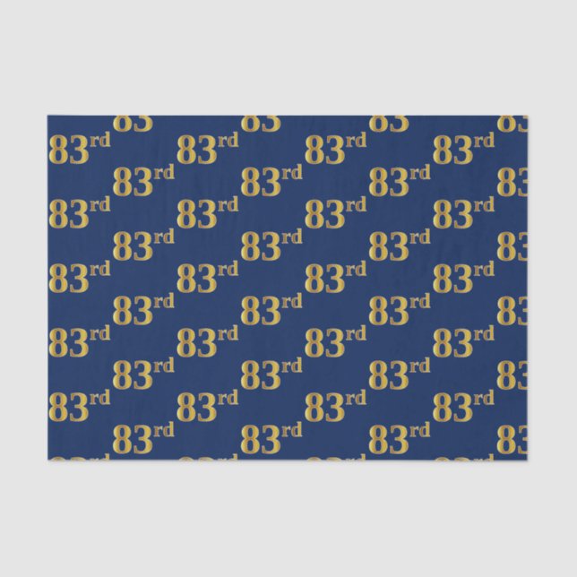 Blue, Faux Gold 83rd (Eighty-Third) Event Tissue Paper (Front)