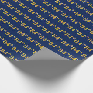 Blue, Faux Gold 84th (Eighty-Fourth) Event Wrapping Paper
