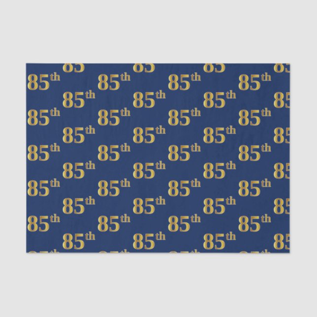 Blue, Faux Gold 85th (Eighty-Fifth) Event Tissue Paper (Front)