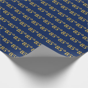 Blue, Faux Gold 85th (Eighty-Fifth) Event Wrapping Paper
