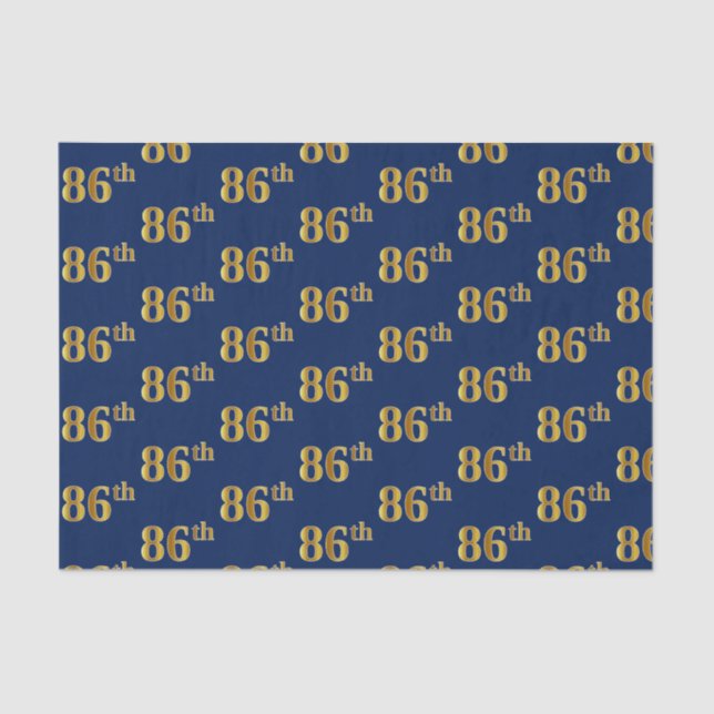 Blue, Faux Gold 86th (Eighty-Sixth) Event Tissue Paper (Front)