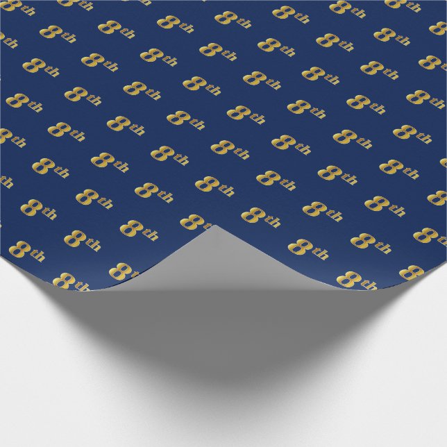 Blue, Faux Gold 8th (Eighth) Event Wrapping Paper (Corner)