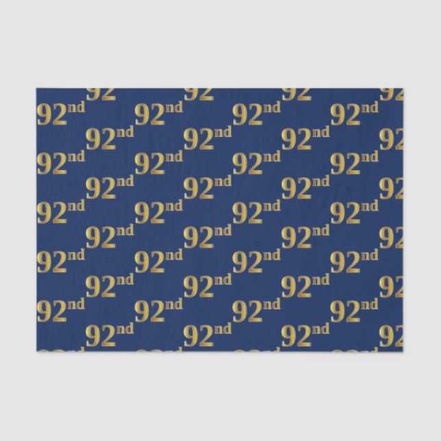 Blue, Faux Gold 92nd (Ninety-Second) Event Tissue Paper (Front)
