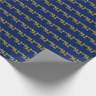 Blue, Faux Gold 92nd (Ninety-Second) Event Wrapping Paper