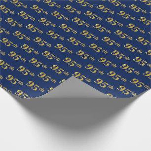 Blue, Faux Gold 95th (Ninety-Fifth) Event Wrapping Paper