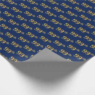 Blue, Faux Gold 99th (Ninety-Ninth) Event Wrapping Paper