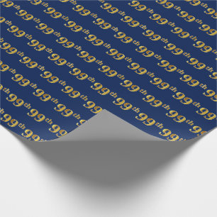 Blue, Faux Gold 99th (Ninety-Ninth) Event Wrapping Paper