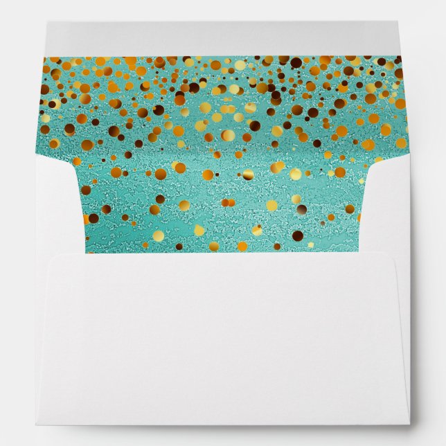 Blue Faux Gold Foil Confetti Elegant Sparkles Envelope (Back (Bottom))