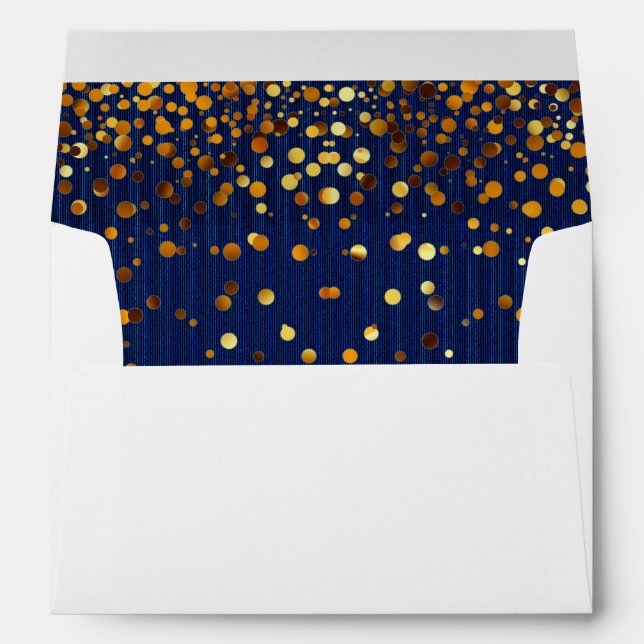 Blue Faux Gold Foil Confetti Elegant Sparkles Envelope (Back (Bottom))
