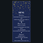 Blue & Faux Gold Stars Wedding Menu Card<br><div class="desc">Blue & Faux Gold Modern Dots Wedding Menu Card</div>