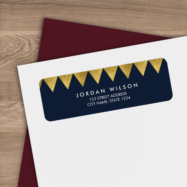 Blue Faux Gold Triangle Pattern Modern Address (Creator Uploaded)