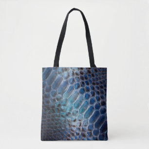 Blue Faux leather snake print  Tote Bag