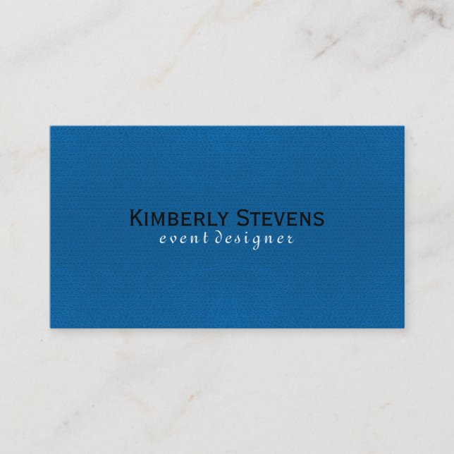 Blue Faux Leather Vintage Look Business Card (Front)