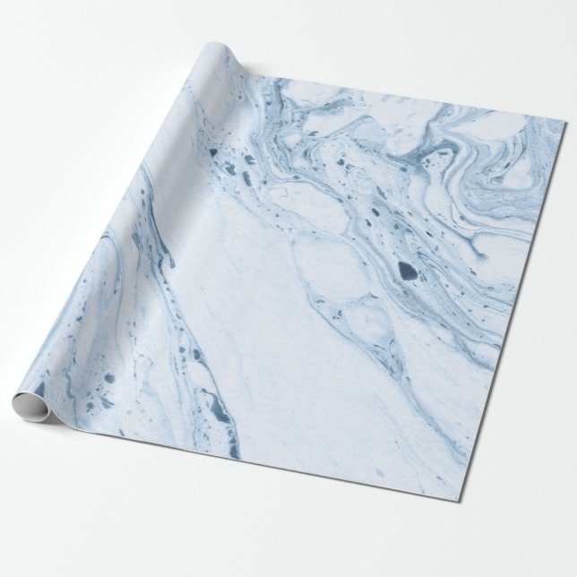 Blue faux marble wrapping paper (Unrolled)