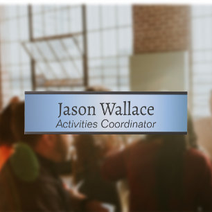 Blue Faux Metallic Office Door Sign