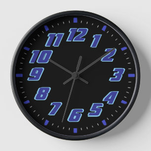 Blue Faux Neon Colour Clock