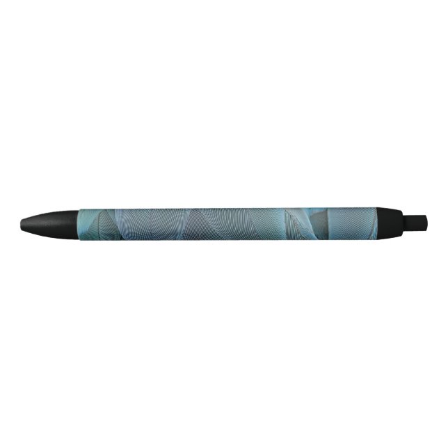 Blue Feather Black Ink Pen (Front)