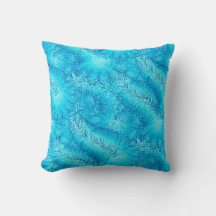 Blue feather boa cushion