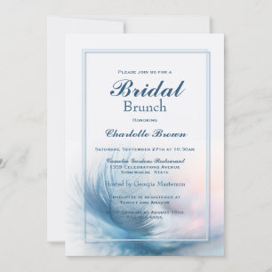 Blue Feather Bridal Brunch Invitation