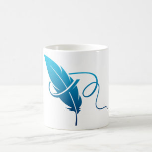 Blue feather coffee mug