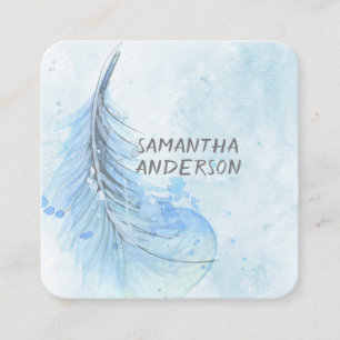 blue feather custom business card template