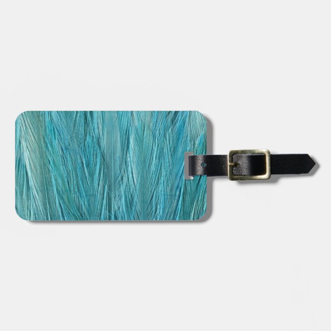 Blue Feather Luggage Tag (Front Horizontal)