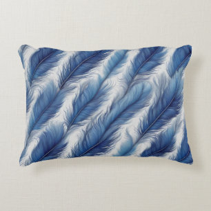 Blue Feather Pattern Art Print Decorative Cushion