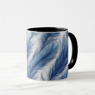 Blue Feather Pattern Art Print Mug