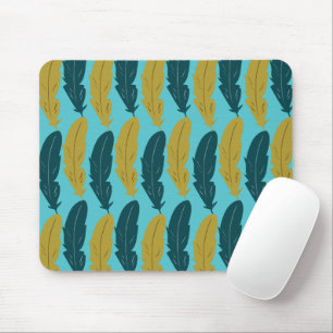 Blue Feather Pattern Mouse Mat