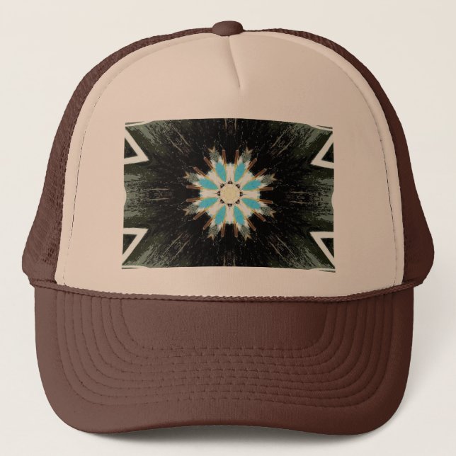 blue feather star-burst trucker hat (Front)