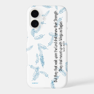 Blue Feathers Inspirational Scripture Quote 