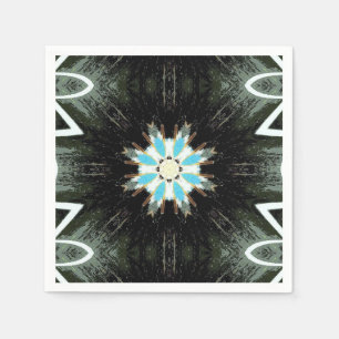 blue feathers star-burst geometric napkin