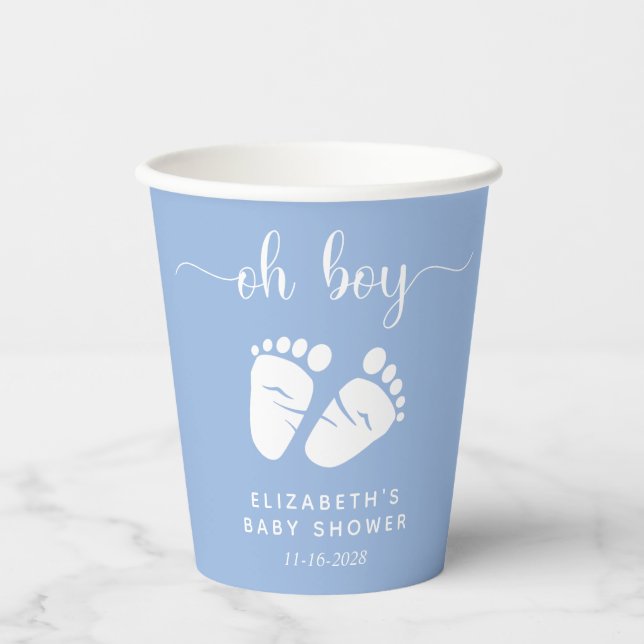 Blue Feet Baby Boy Shower Paper Cups (Front)
