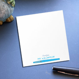 Blue Felt Pen Personalised Teacher Note Pad