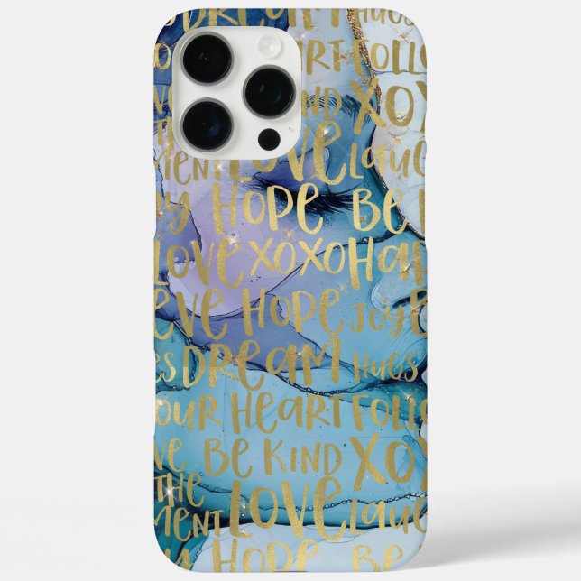 Blue Female Face Gold Inspirational Quotes Case-Mate iPhone Case (Back)