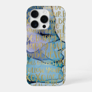 Blue Female Face Gold Inspirational Quotes iPhone 16 Pro Case