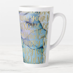 Blue Female Face Gold Inspirational Quotes Latte Mug