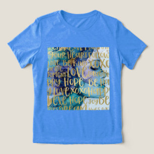 Blue Female Face Gold Inspirational Quotes Tri-Blend Shirt