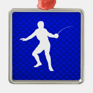 Blue Fencing Metal Tree Decoration
