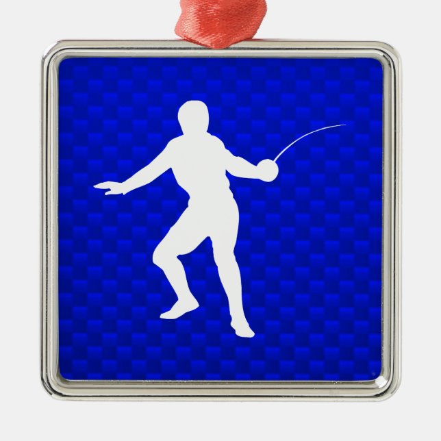 Blue Fencing Metal Tree Decoration (Front)