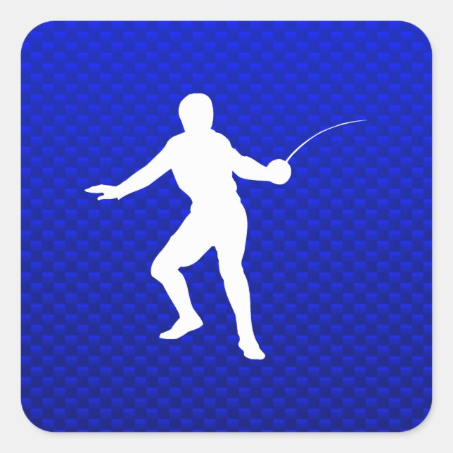 Blue Fencing Square Sticker (Front)